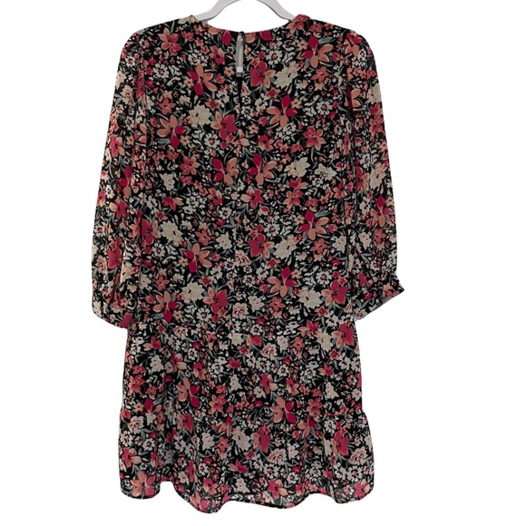 Dynamite, Women Long Sleeve Mini Flowy Dress, Belted, XS, Floral, fitted waist - Picture 6 of 14